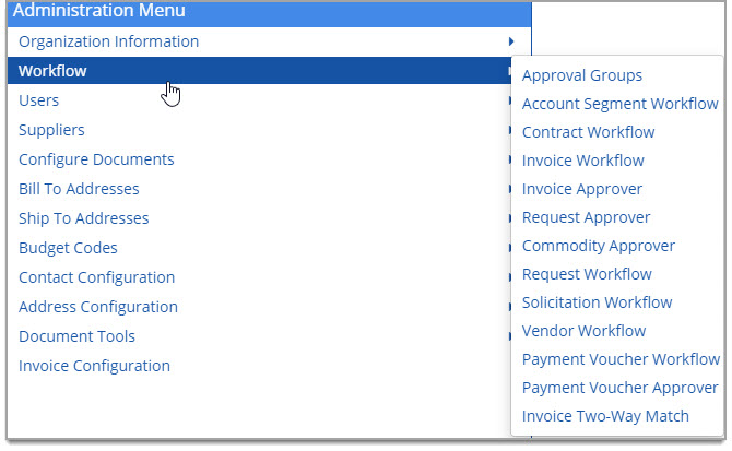 Workflow Menu